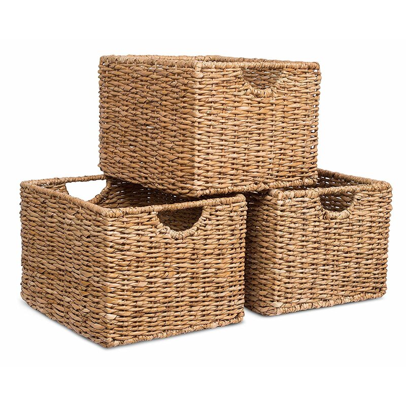 Bayou Breeze Storage Shelf Organizer Wicker Basket Set Wayfair